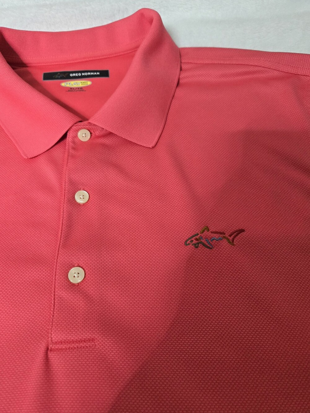 Greg Norman Collection Men's Coral-Red Polo - Picture 3 of 4